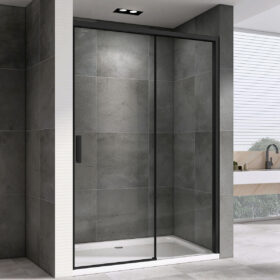 Drzwi prysznicowe przesuwne czarne DSV250 B - LEYDEN - cichy domyk