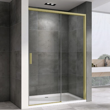 Drzwi prysznicowe przesuwne złote DSV250 G - LEYDEN - cichy domyk