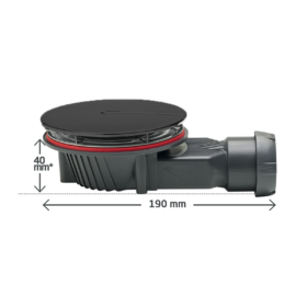 Syfon brodzikowy niski 90mm Slim+ WIRQUIN - CZARNY